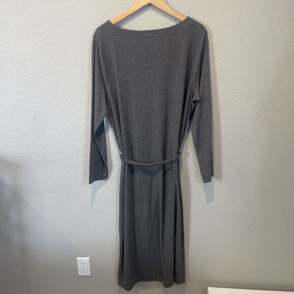 Time & Tru Dress Women’s Size XXL Gray Long Sleeve Pullover MIDI NWT Belt - Picture 7 of 8